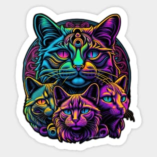 Colorful melting Cat with UV color designe #3 Sticker